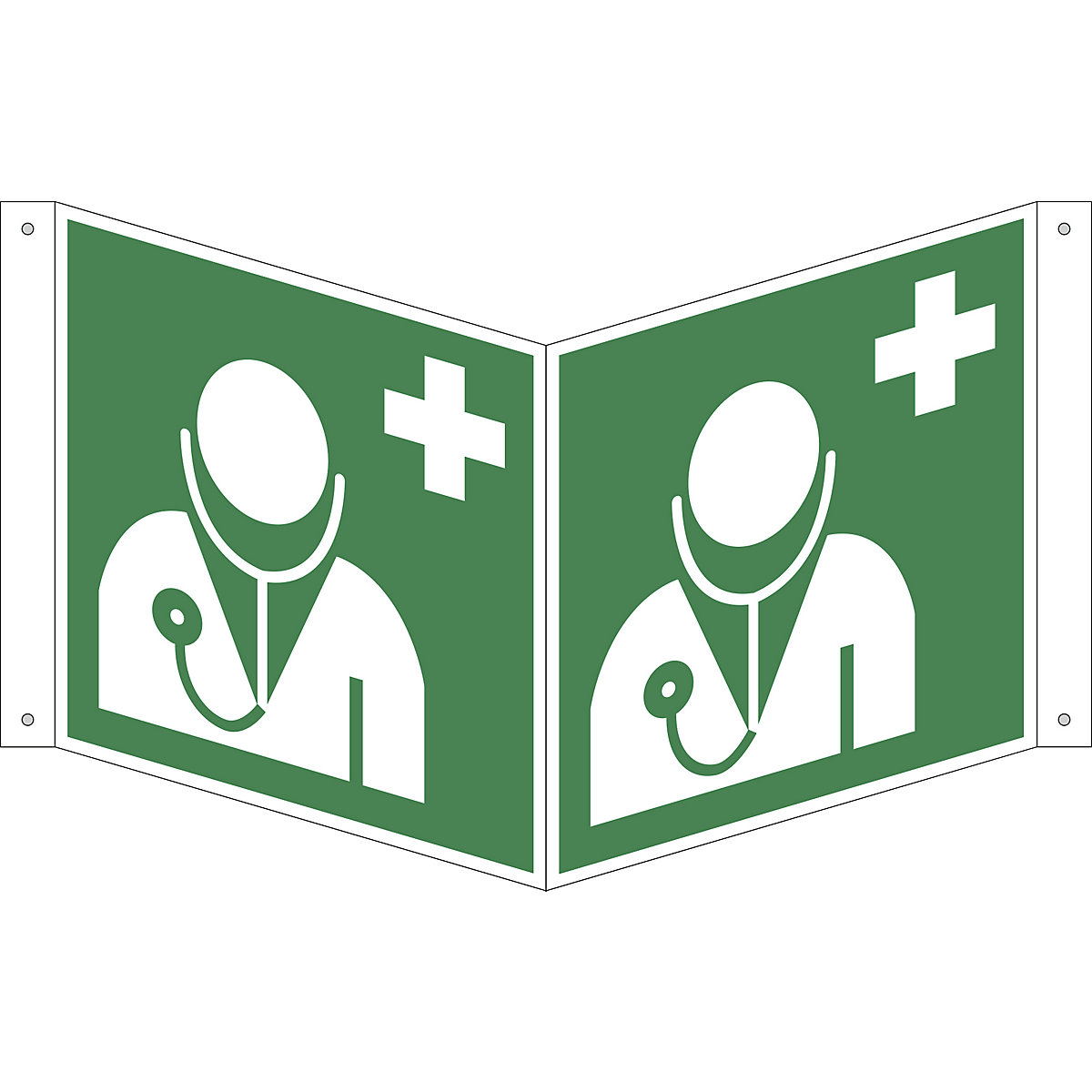 Emergency sign, doctor, pack of 10, plastic, V shaped sign, 200 x 200 mm