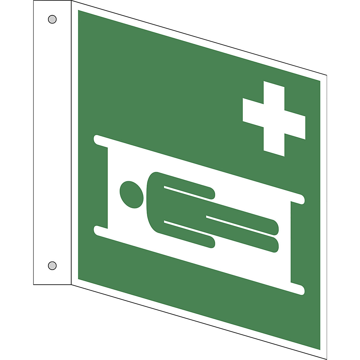 Emergency sign, stretcher, pack of 10, aluminium, L shaped sign, 150 x 150 mm