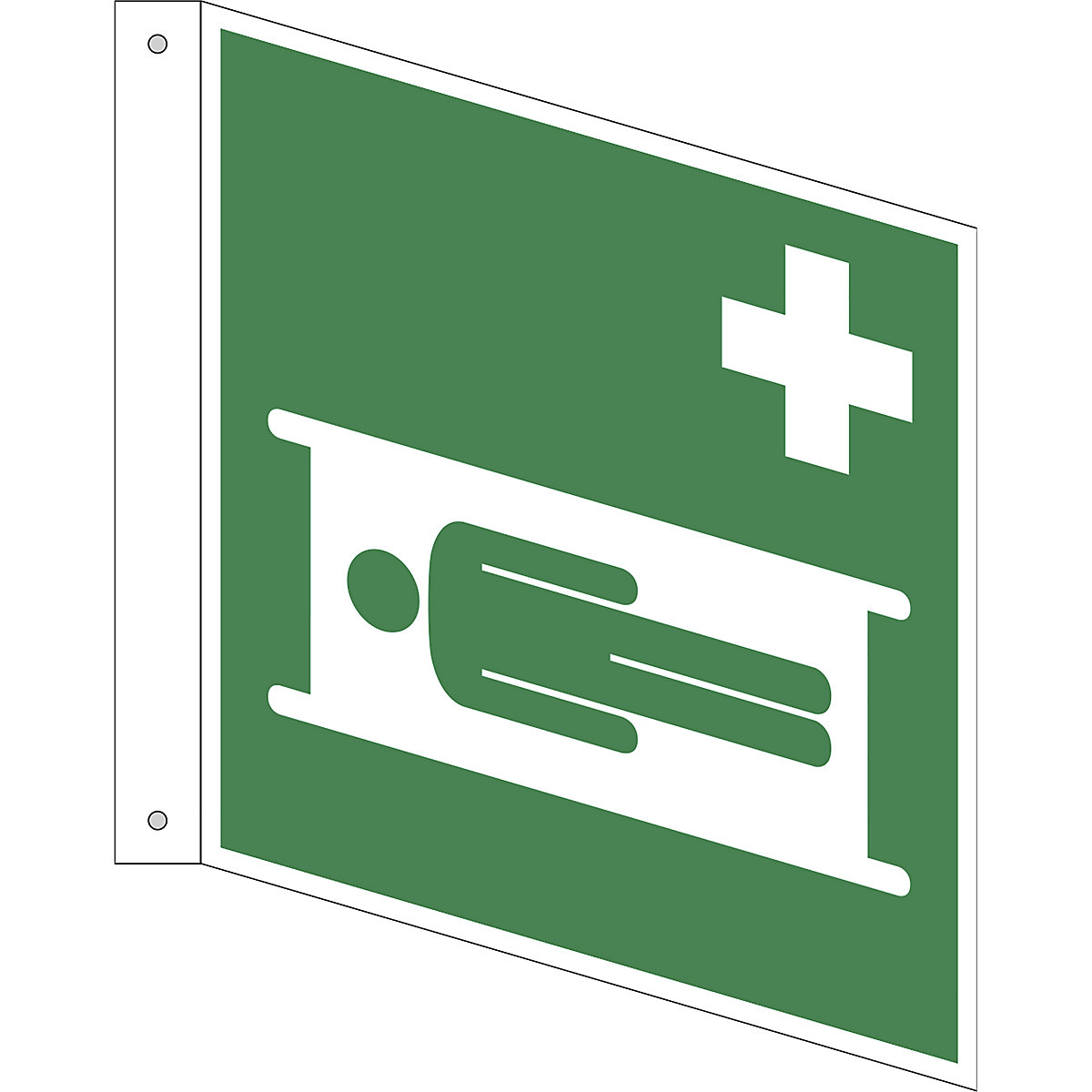 Emergency sign, stretcher, pack of 10, plastic, L shaped sign, 200 x 200 mm