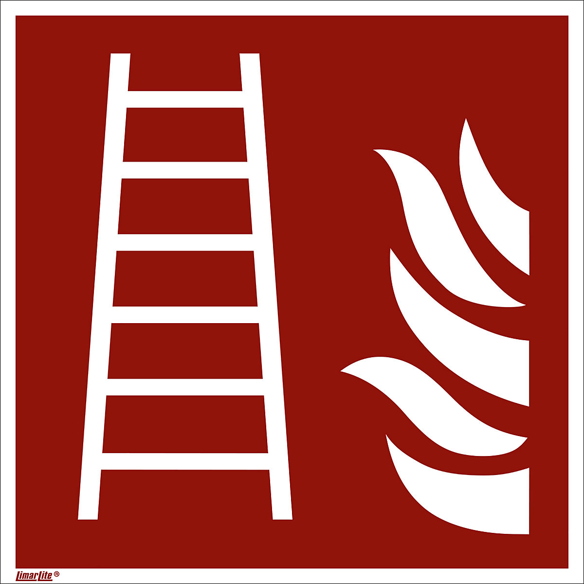 Fire protection sign, ladder, pack of 10, aluminium, 150 x 150 mm
