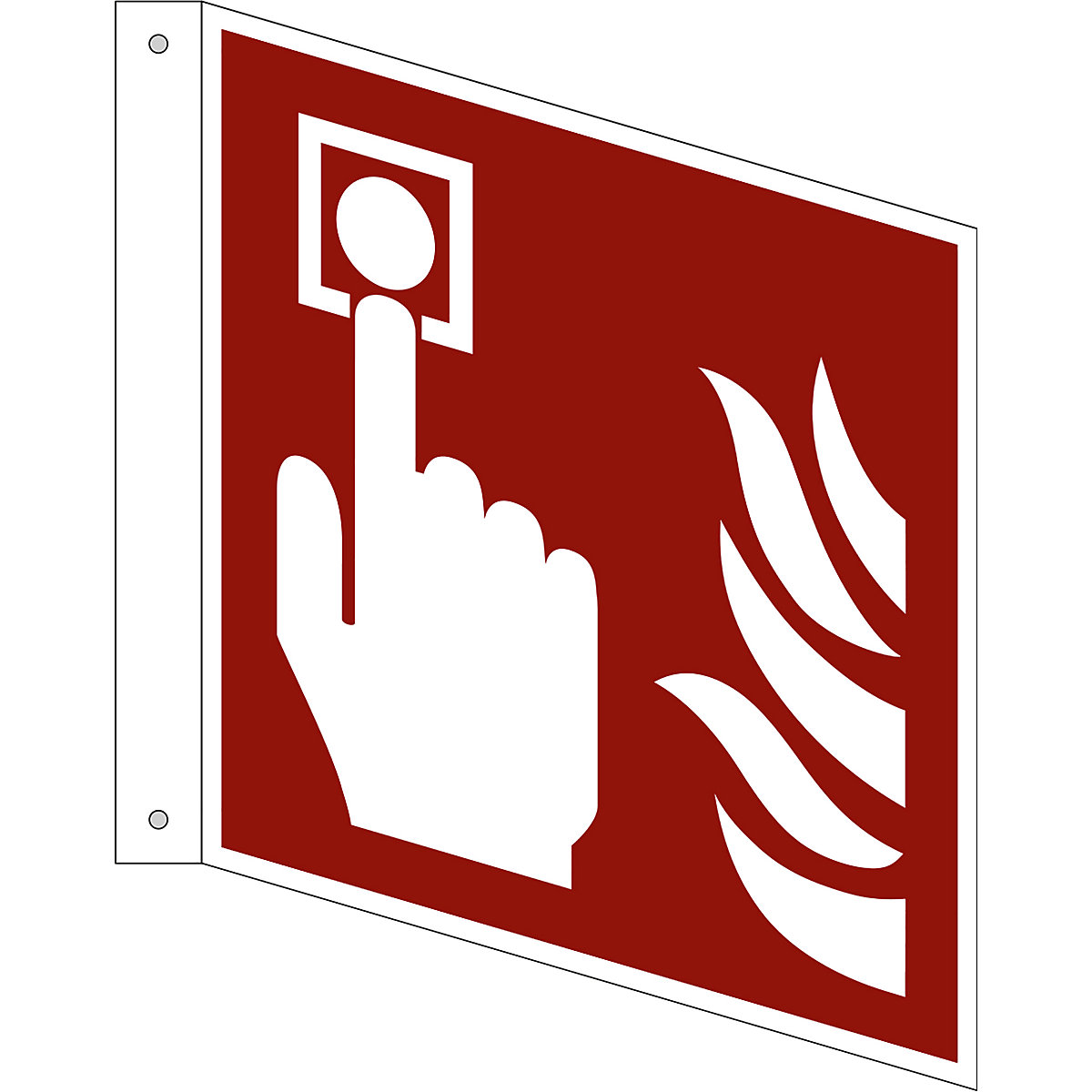 Fire protection sign, fire alarm call point, pack of 10, plastic, L shaped sign, 200 x 200 mm