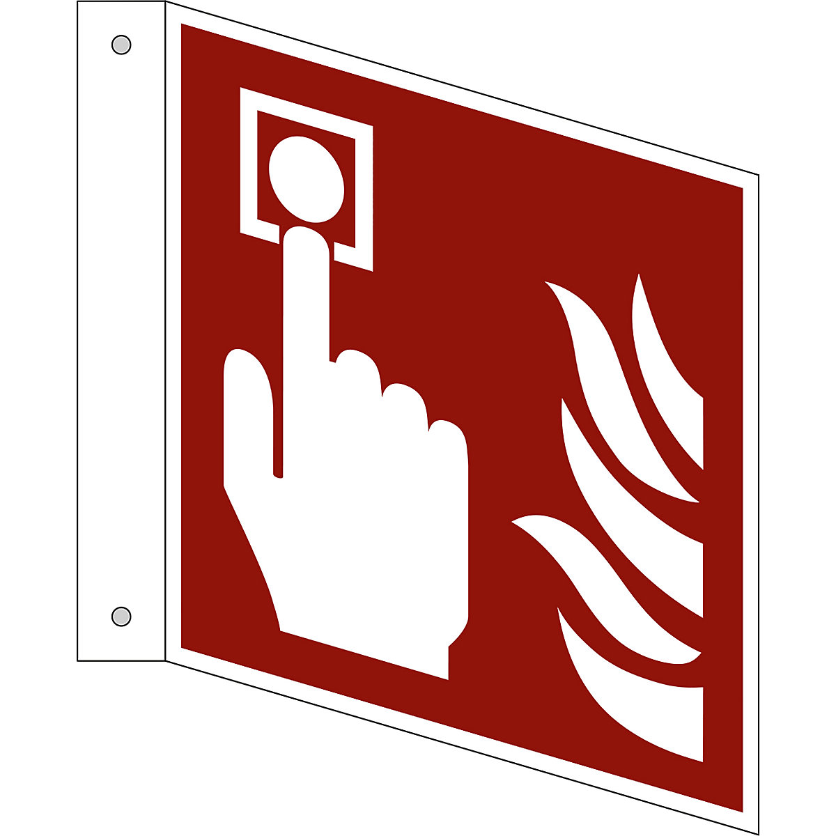 Fire protection sign, fire alarm call point, pack of 10, aluminium, L shaped sign, 150 x 150 mm