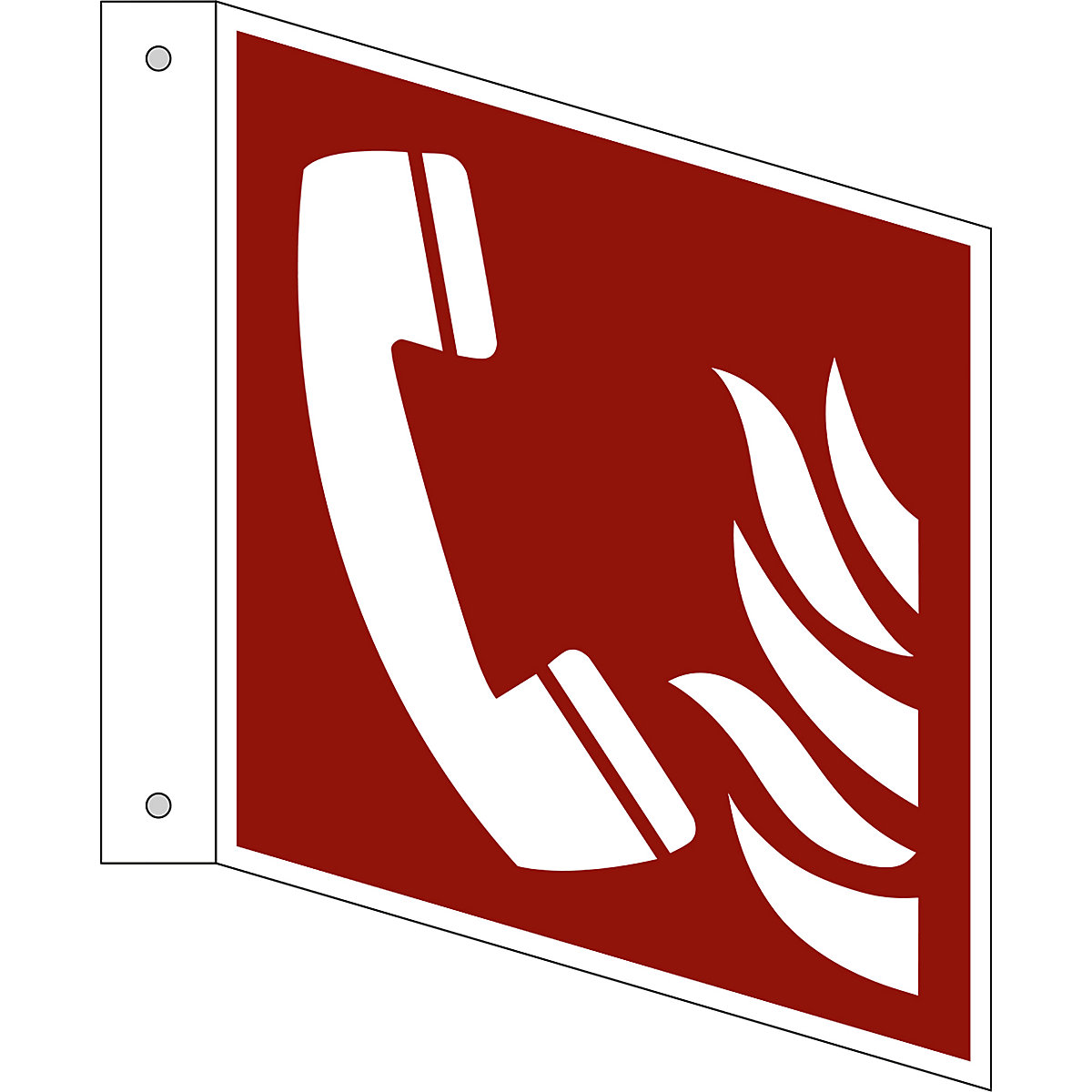 Fire protection sign, fire emergency telephone, pack of 10, aluminium, L shaped sign, 150 x 150 mm