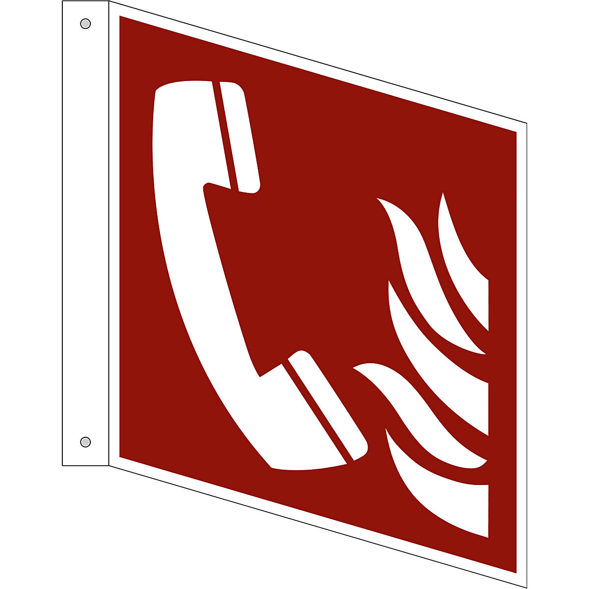 Fire protection sign, fire emergency telephone, pack of 10, plastic, L shaped sign, 200 x 200 mm