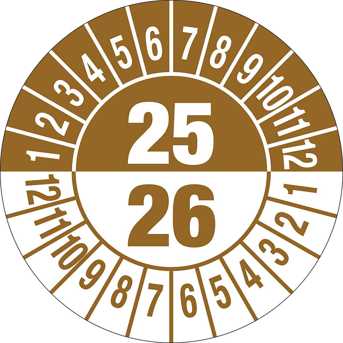 Test placard, multiple years
