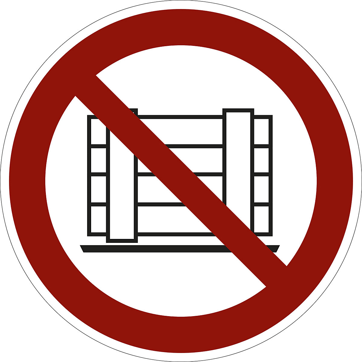 Prohibition sign, placing and storing items prohibited, pack of 10, film, Ø 100 mm