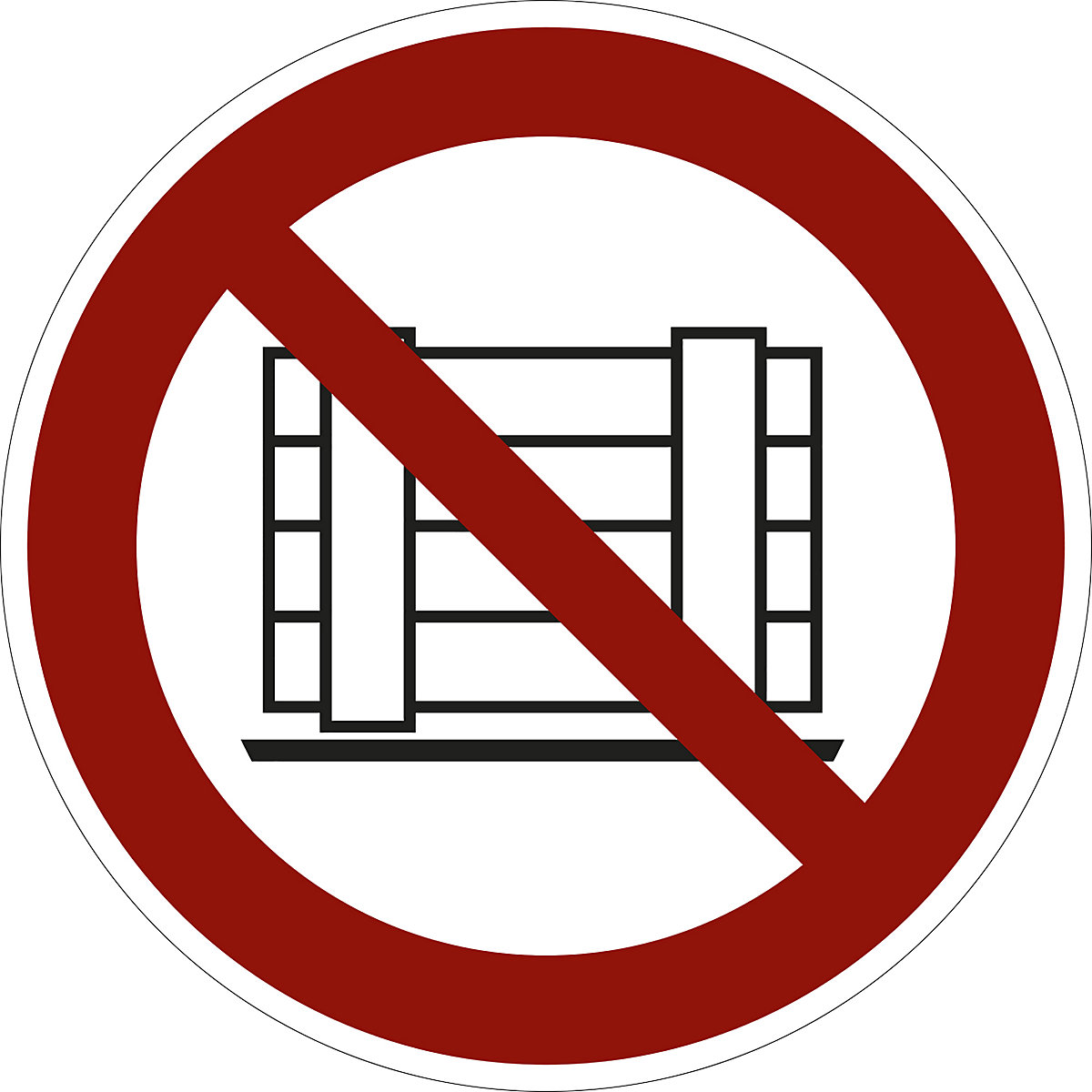 Prohibition sign, placing and storing items prohibited, pack of 10, plastic, Ø 200 mm