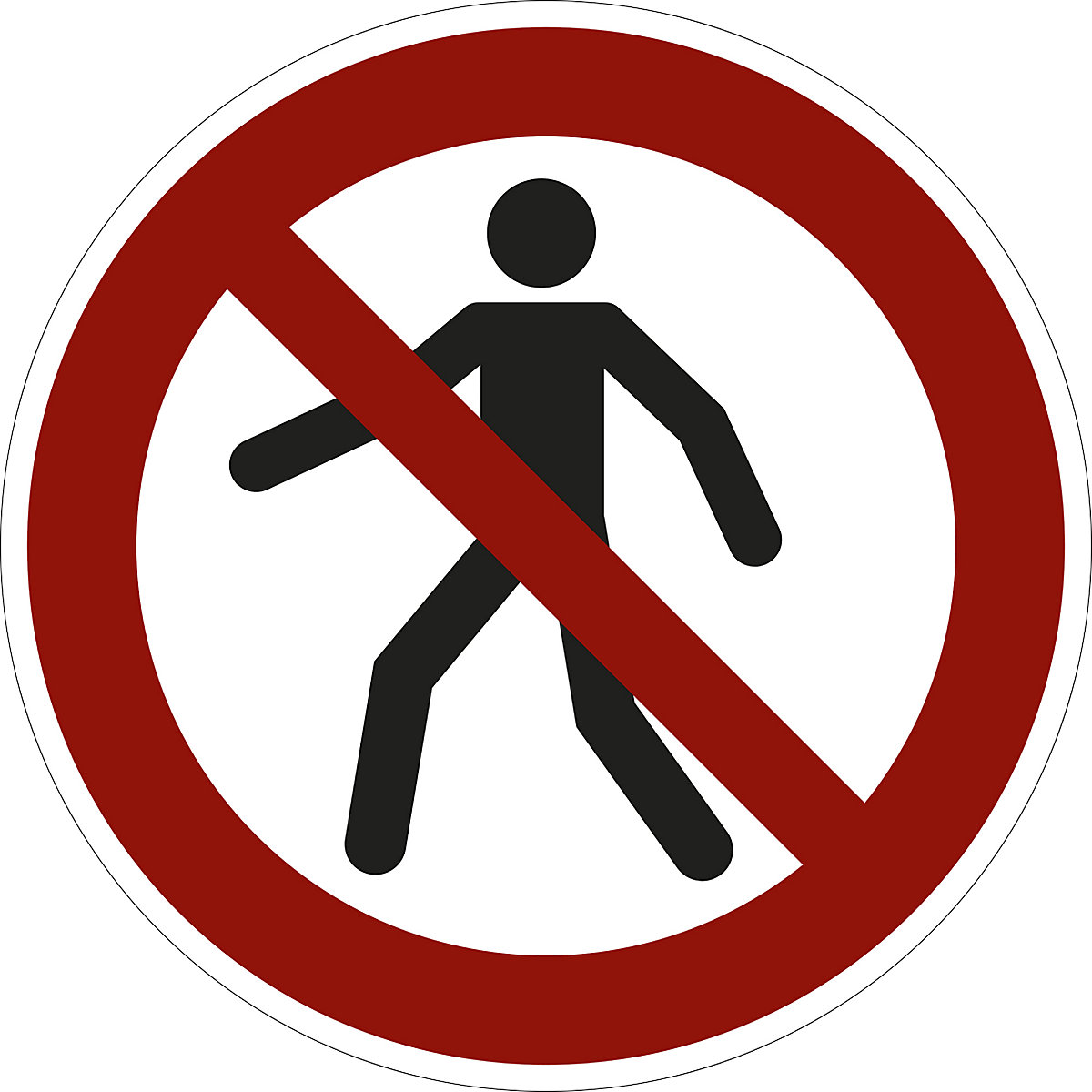 Prohibition sign, no pedestrian access, pack of 10, film, Ø 100 mm