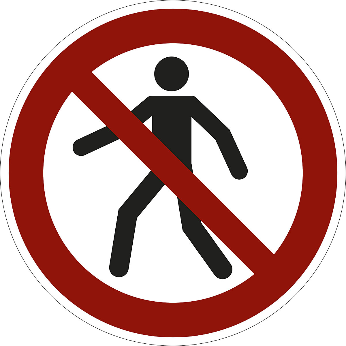 Prohibition sign, no pedestrian access, pack of 10, film, Ø 200 mm