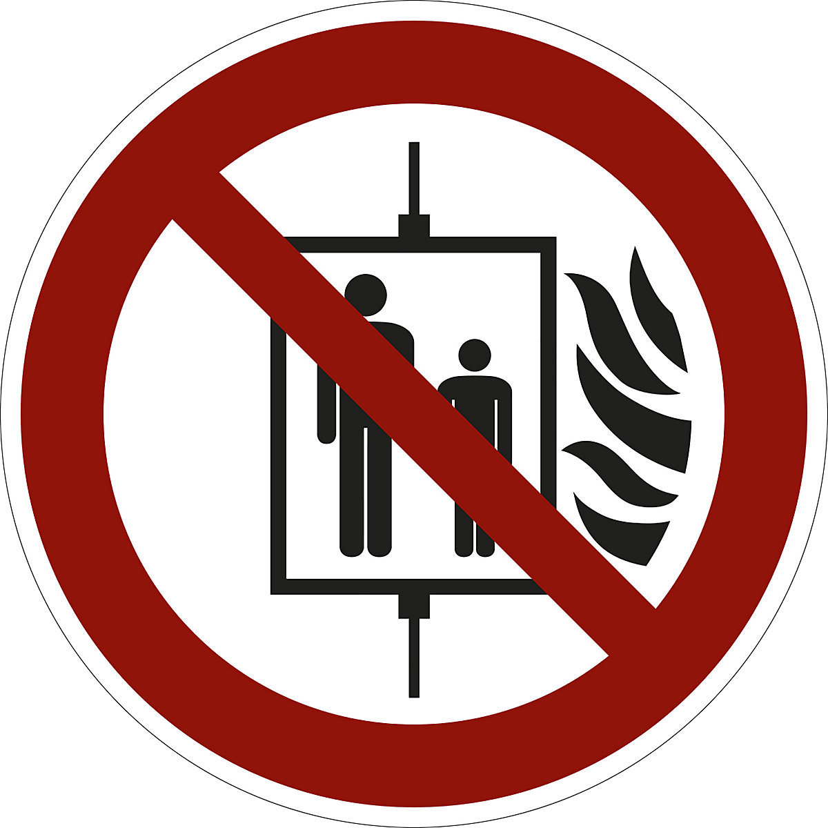 Prohibition sign, do not use lift in the event of fire, pack of 10, plastic, Ø 200 mm