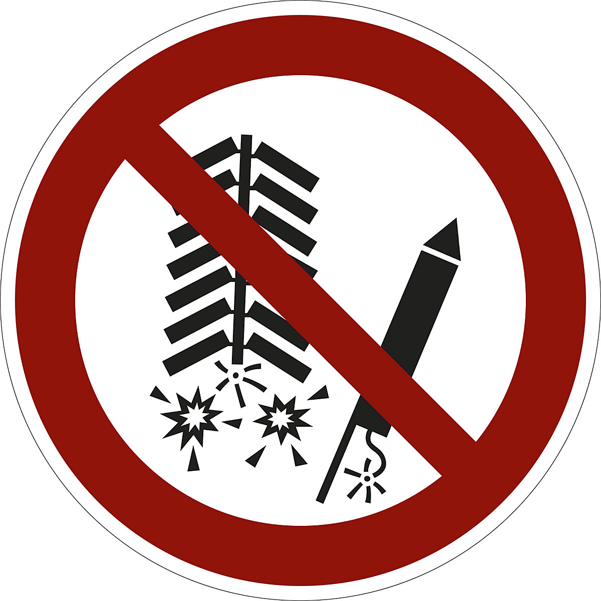 Prohibition sign, do not set off fireworks, pack of 10, plastic, Ø 200 mm