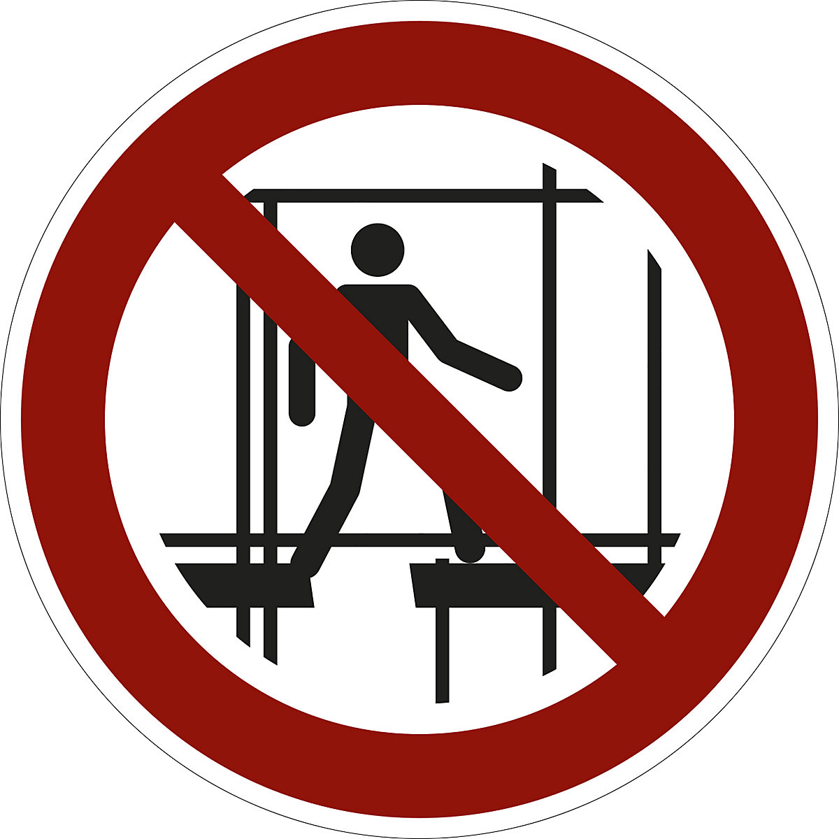 Prohibition sign, do not use this incomplete scaffold, pack of 10, plastic Ø 200 mm