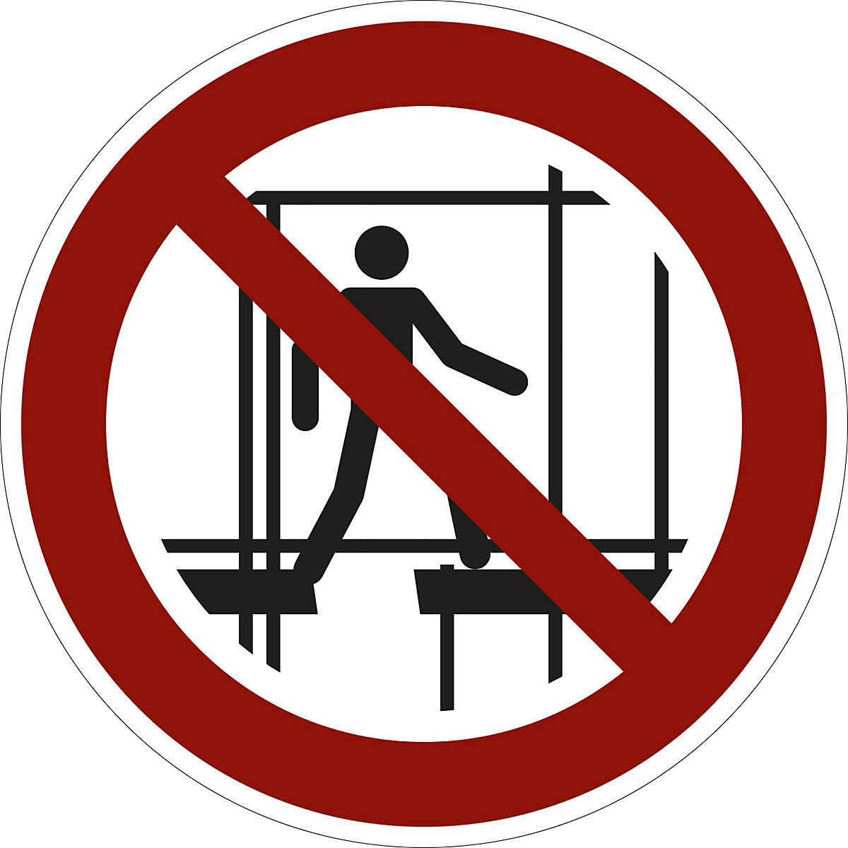 Prohibition sign, do not use this incomplete scaffold, pack of 10, film, Ø 100 mm