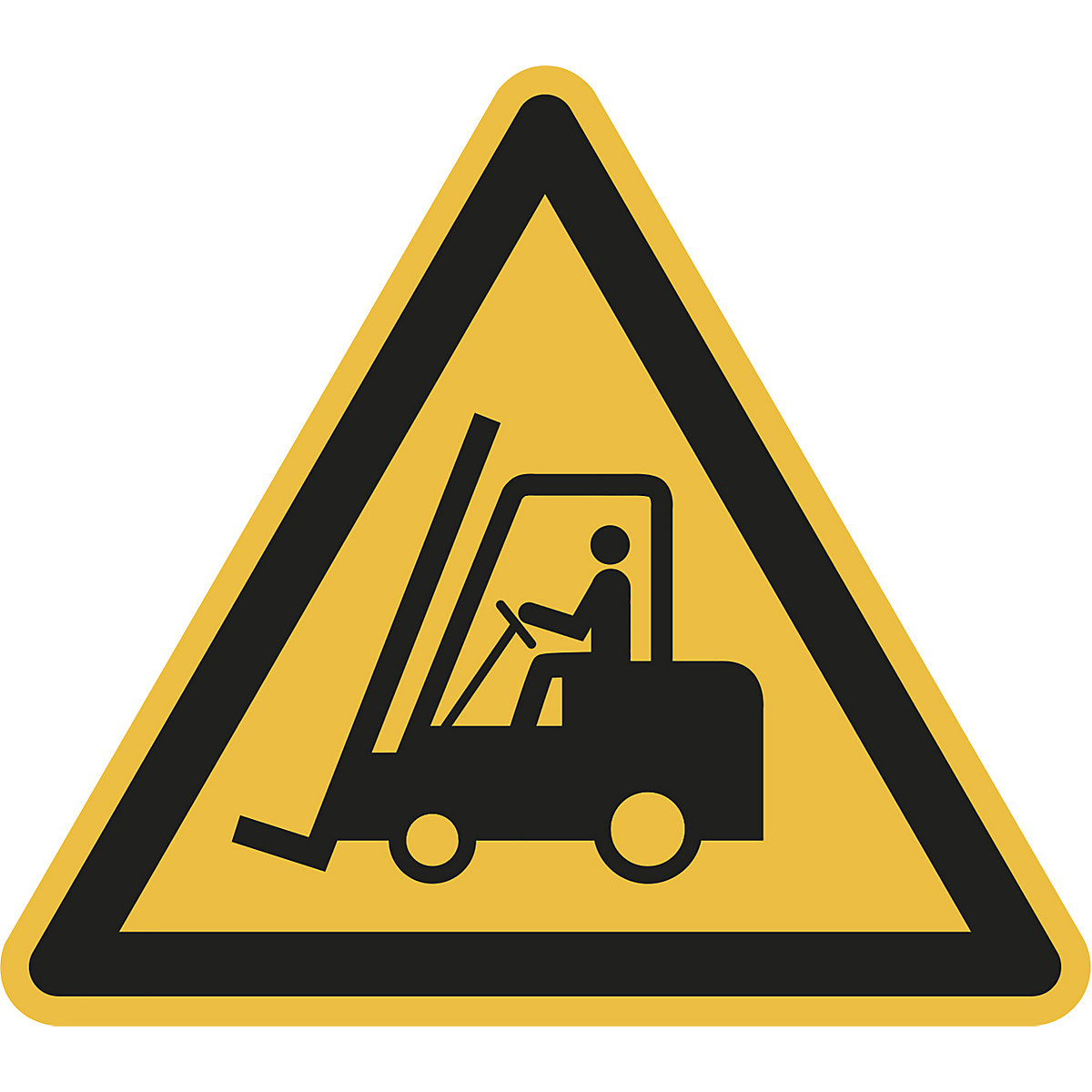 Hazard signs, hazard: fork lift trucks and other industrial vehicles, pack of 10, film, leg length 100 mm