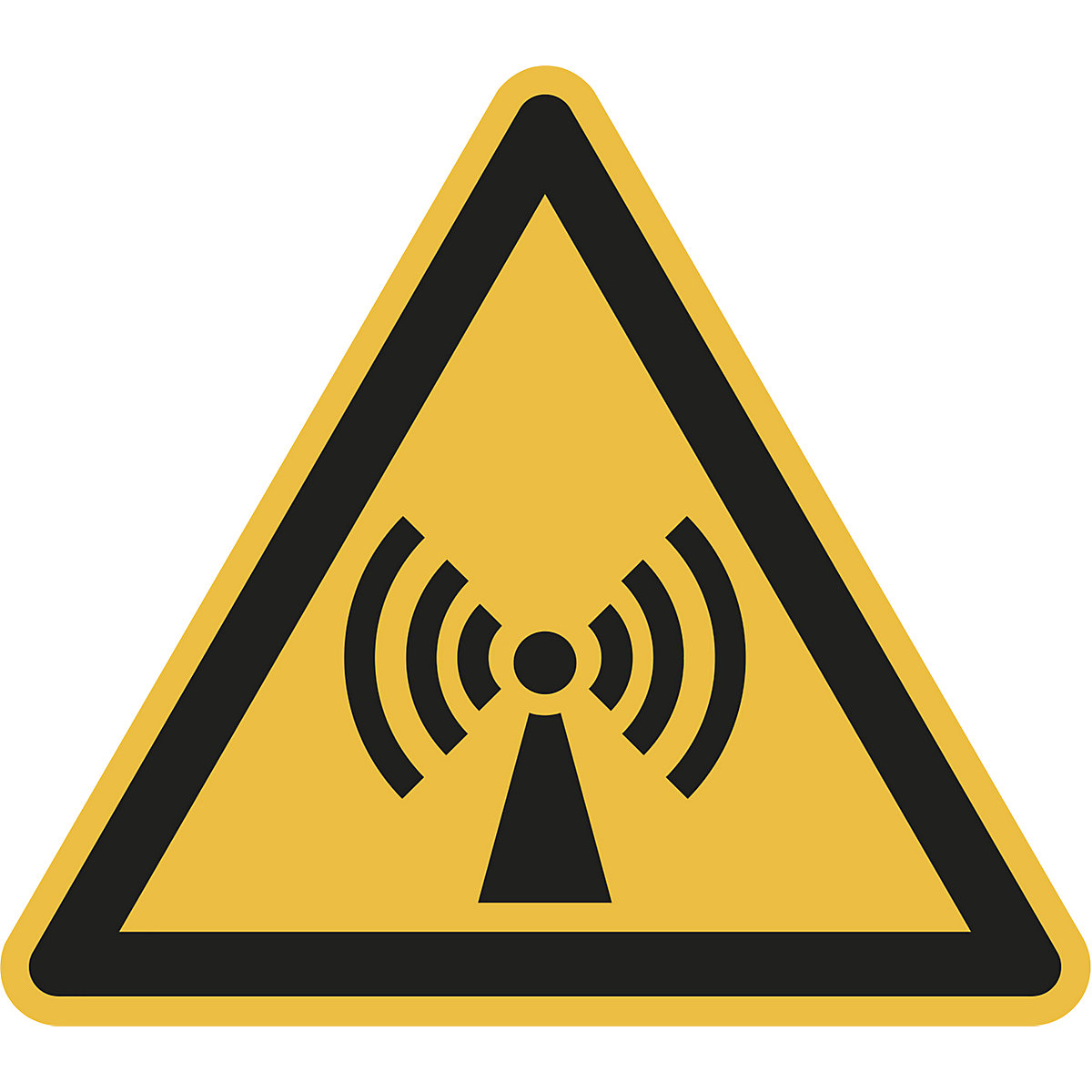 Hazard signs, hazard: non-ionising electromagnetic radiation, pack of 10, film, leg length 100 mm
