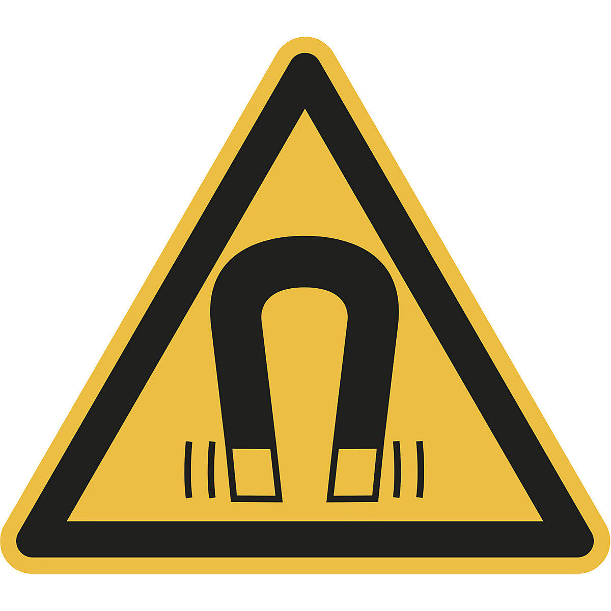 Hazard signs, hazard: magnetic field, pack of 10, plastic, leg length 200 mm