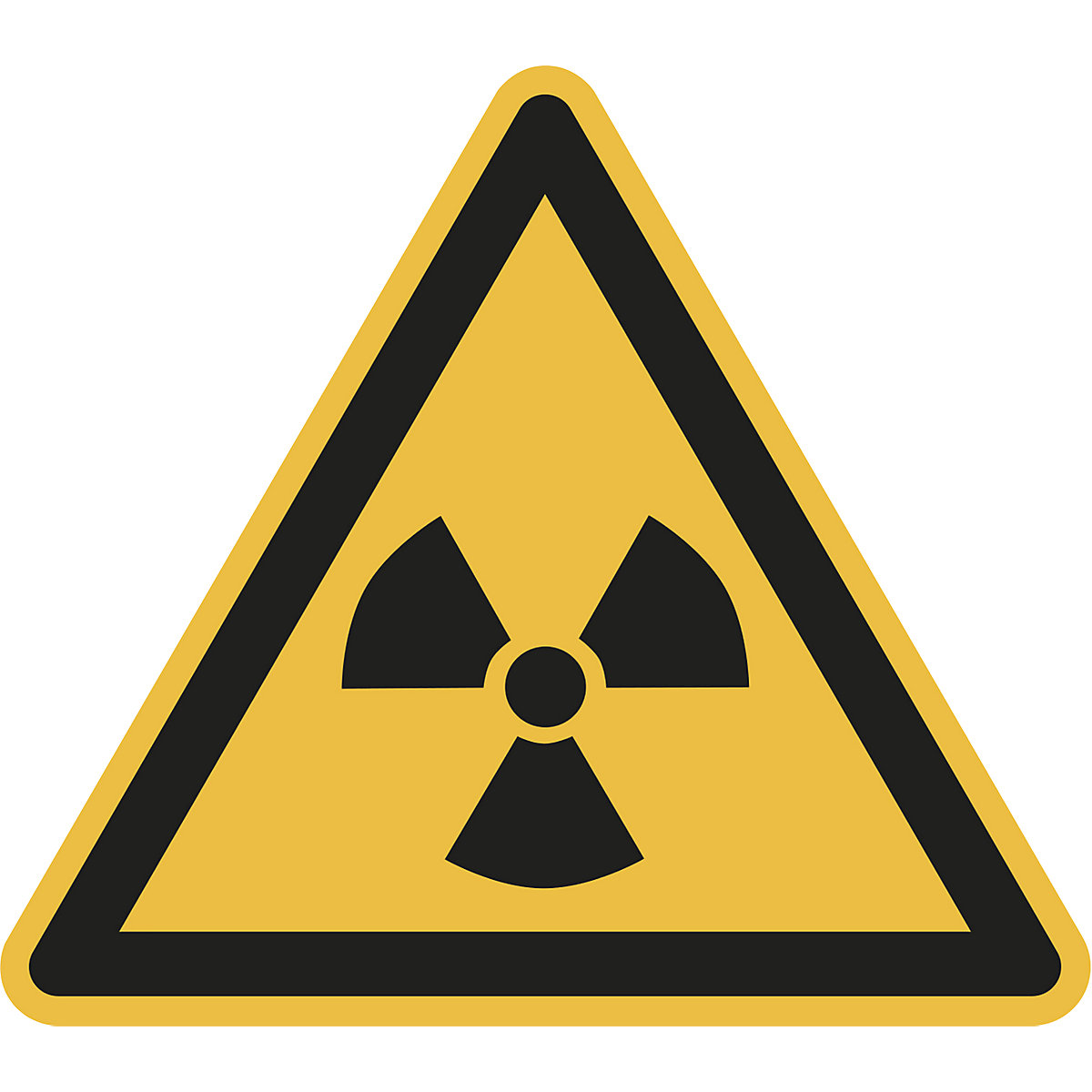 Hazard signs, hazard: radioactive materials or ionising radiation, pack of 10, film, leg length 100 mm