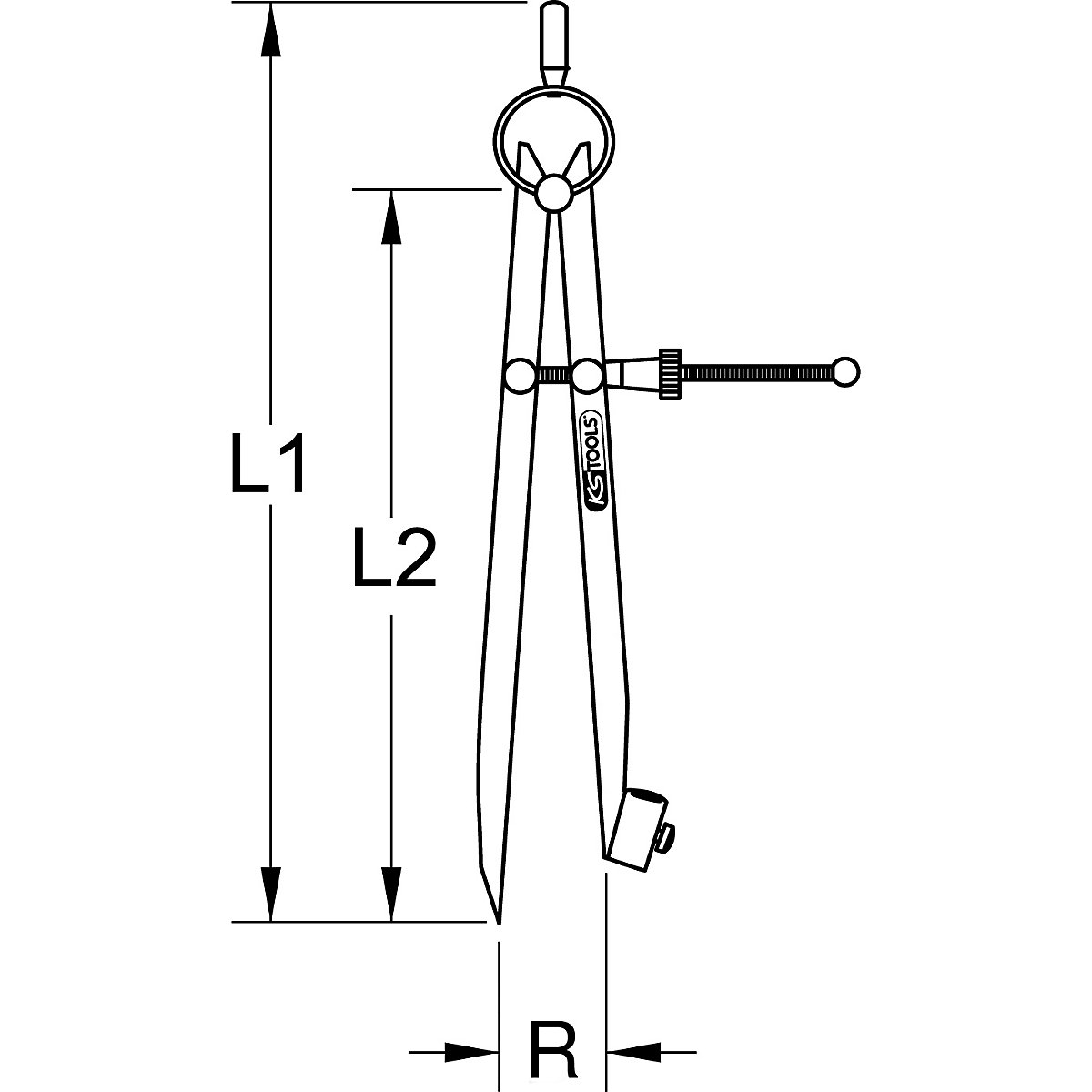 Compás de precisión con punta y muelle – KS Tools (Imagen del producto 2)-1