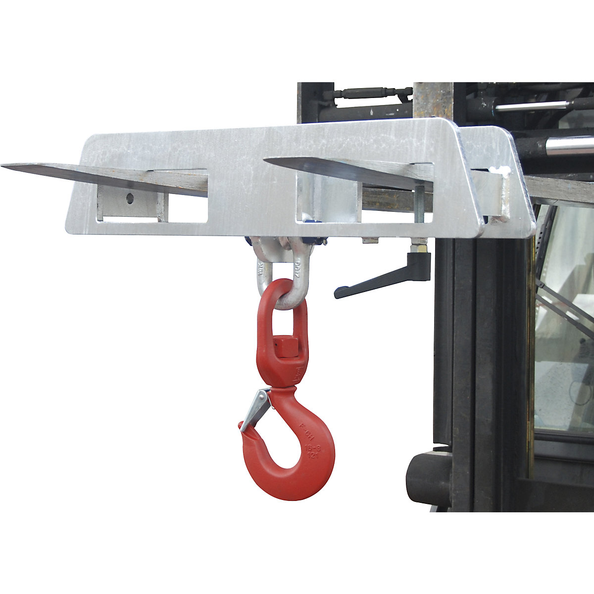 Load hook for 2 fork tips – eurokraft pro, max. load 1500 kg, hot dip galvanised, 2+ items