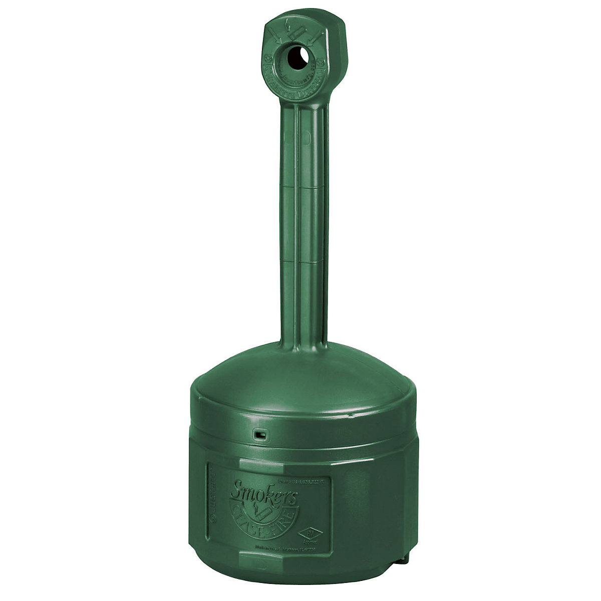Justrite – Műanyag biztonsági álló hamutartó, belső tartály térfogata 12 l, zöld