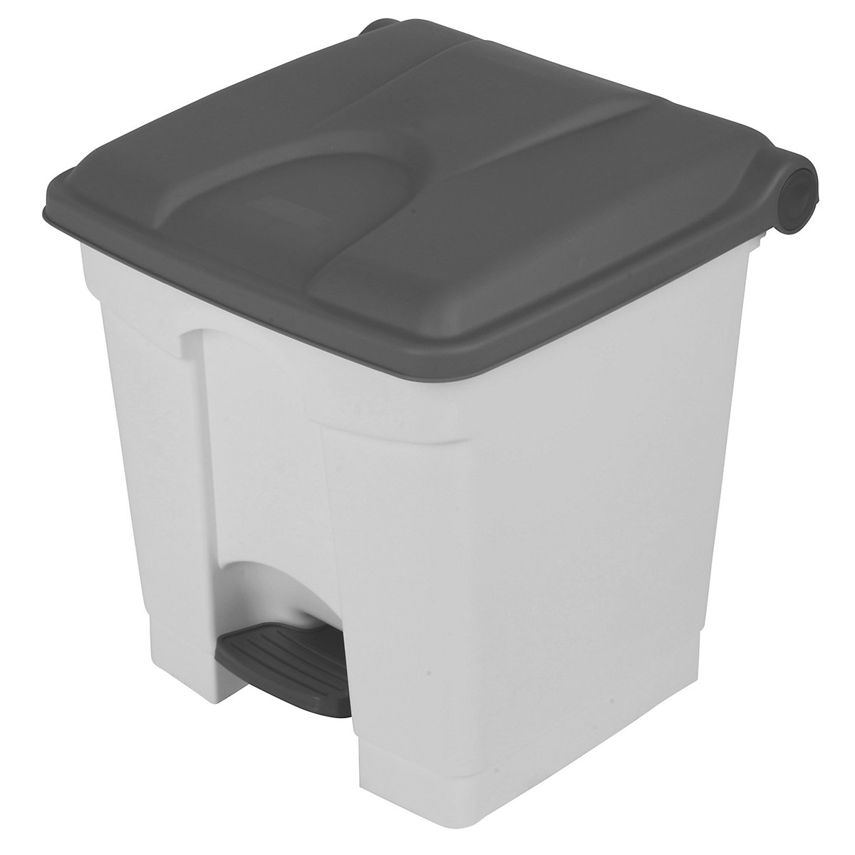 EUROKRAFTbasic – Pedálos hulladékgyűjtő, űrtartalom 30 l, szé x ma x mé 410 x 435 x 400 mm, fehér, a fedél szürke