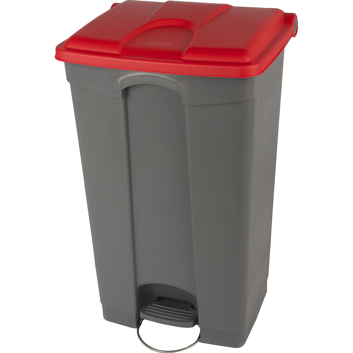 EUROKRAFTbasic – Pedálos hulladékgyűjtő, űrtartalom 90 l, szé x ma x mé 505 x 790 x 410 mm, szürke, a fedél piros