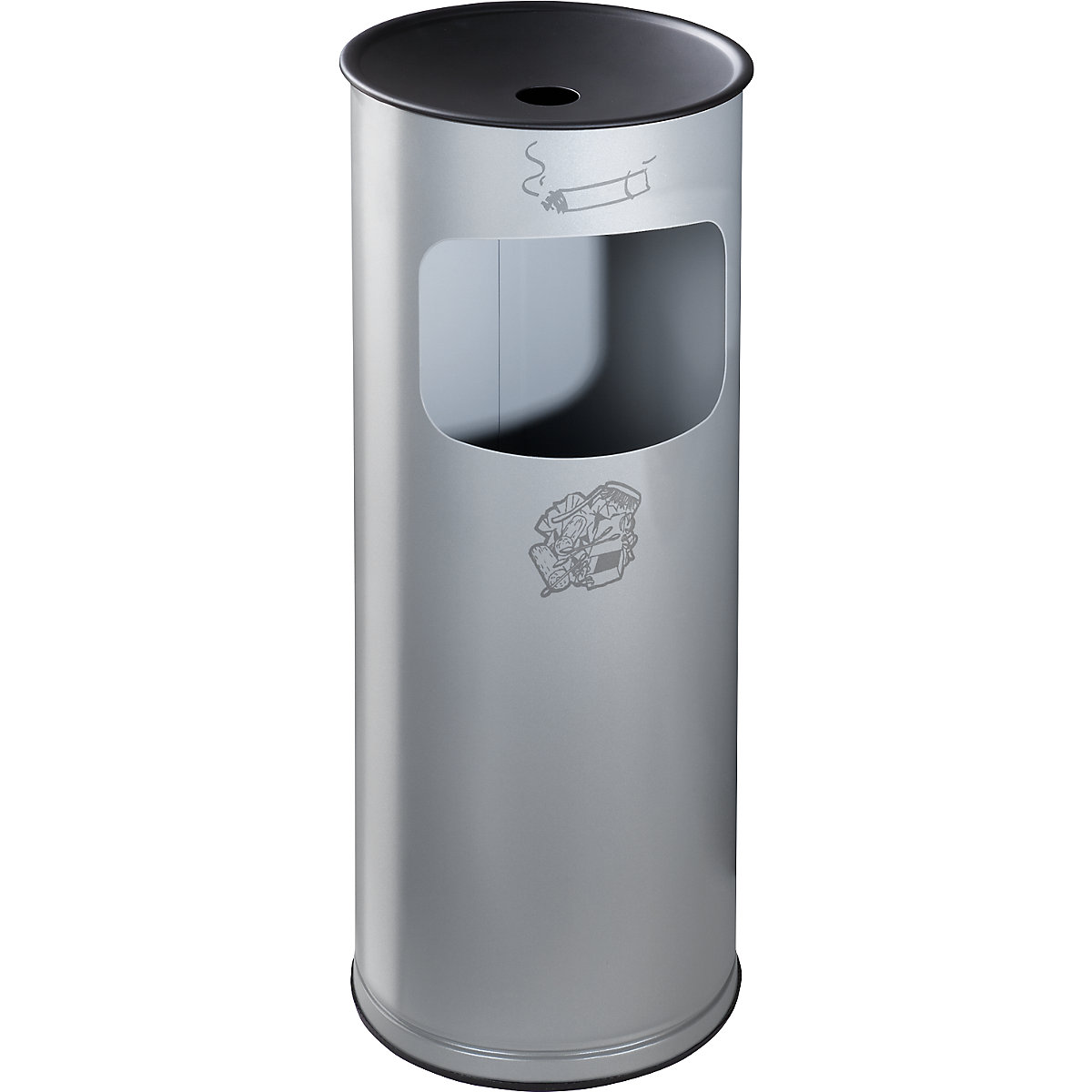 VAR – Biztonsági kombinált hamutartó, acéllemez, űrtartalom 17 l, ma x Ø 610 x 250 mm, ezüst