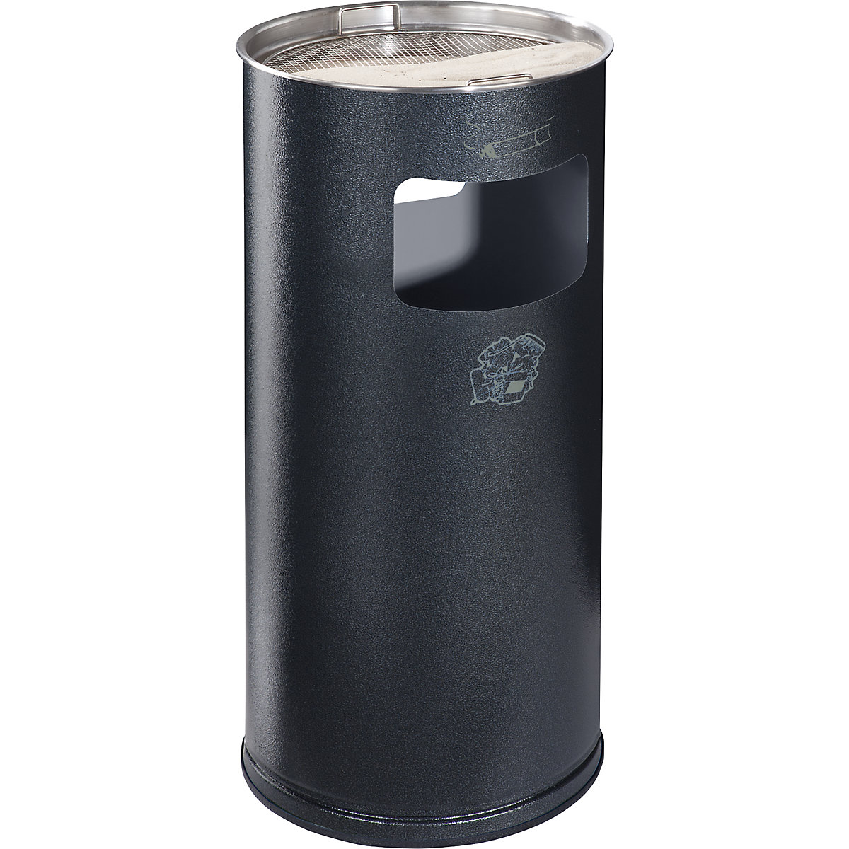 VAR – Kombinált hamutartó, űrtartalom 37 l, ma x Ø 700 x 320 mm, acéllemez, gránit