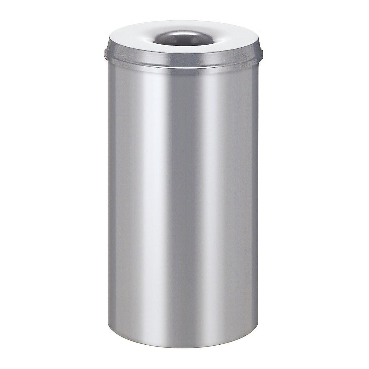 Önoltó papírkosár, űrtartalom 50 l, ma x Ø 625 x 335 mm, ház ezüst / oltófedél ezüst színben