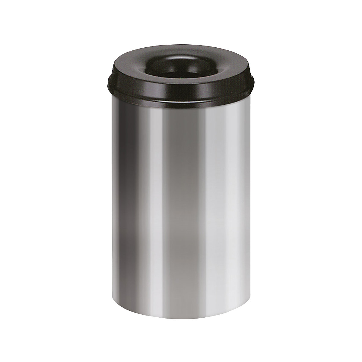 Önoltó papírkosár, űrtartalom 20 l, ma x Ø 426 x 260 mm, ház alumíniumezüst / oltófedél fekete színben