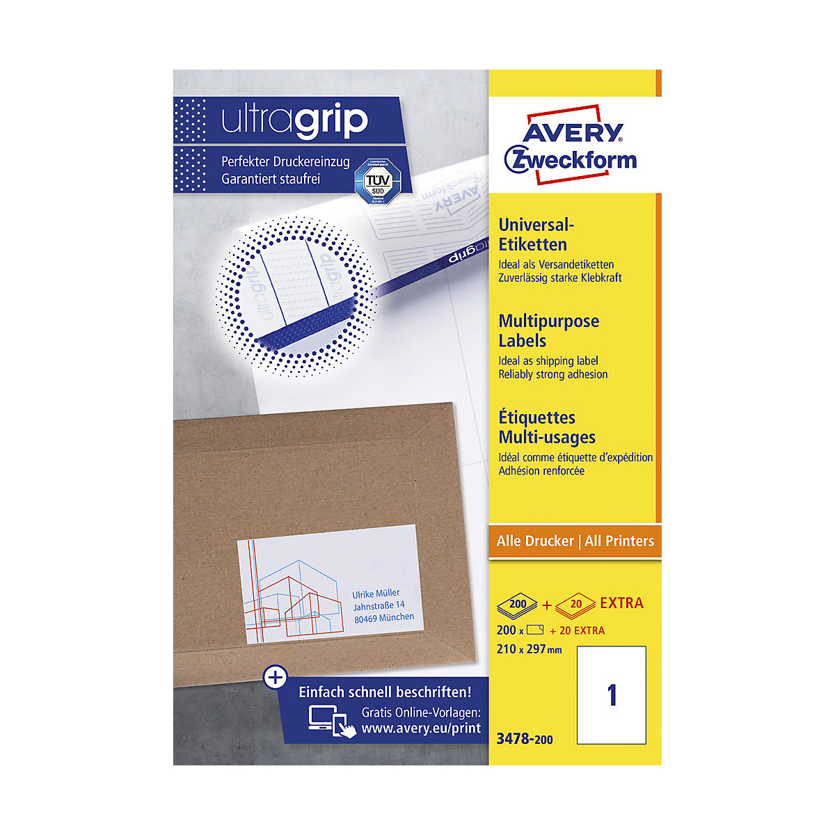 Etichette universali permanenti, bianco, lungh. x largh. 210 x 297 mm, 200 fogli-3