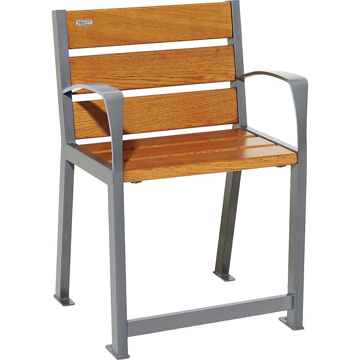 Sedia SILAOS® in legno – PROCITY, per anziani, grigio antracite, simil-quercia chiaro-3