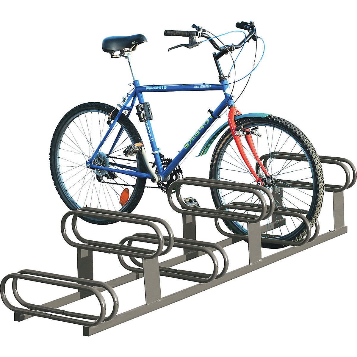 Rastrelliera per biciclette con altezza sfalsata – PROCITY, 6 posti, grigio-1