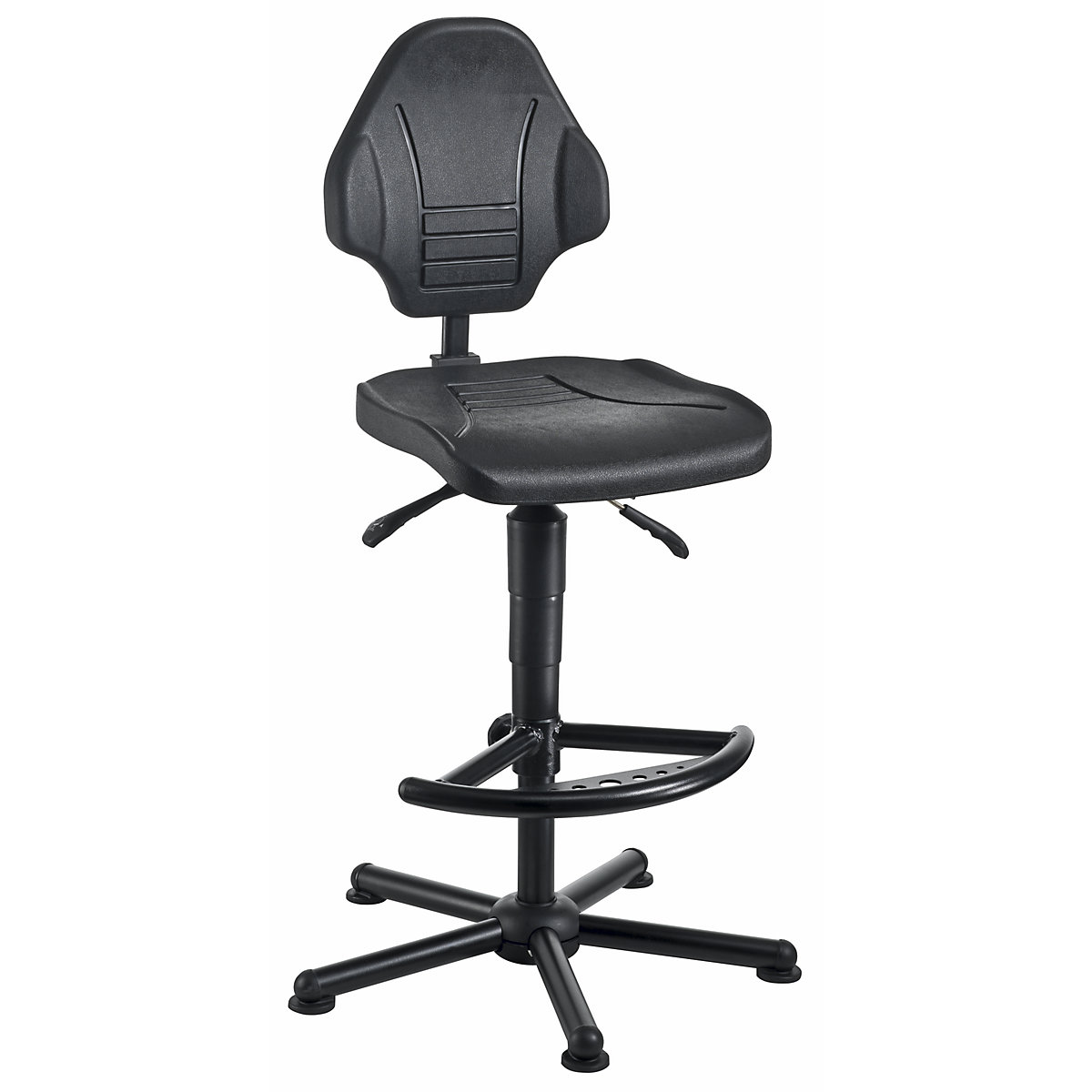 Heavy duty industrial swivel chair – meychair, max. load 160 kg, with floor glides and foot rest, height adjustment range 590 – 840 mm-3