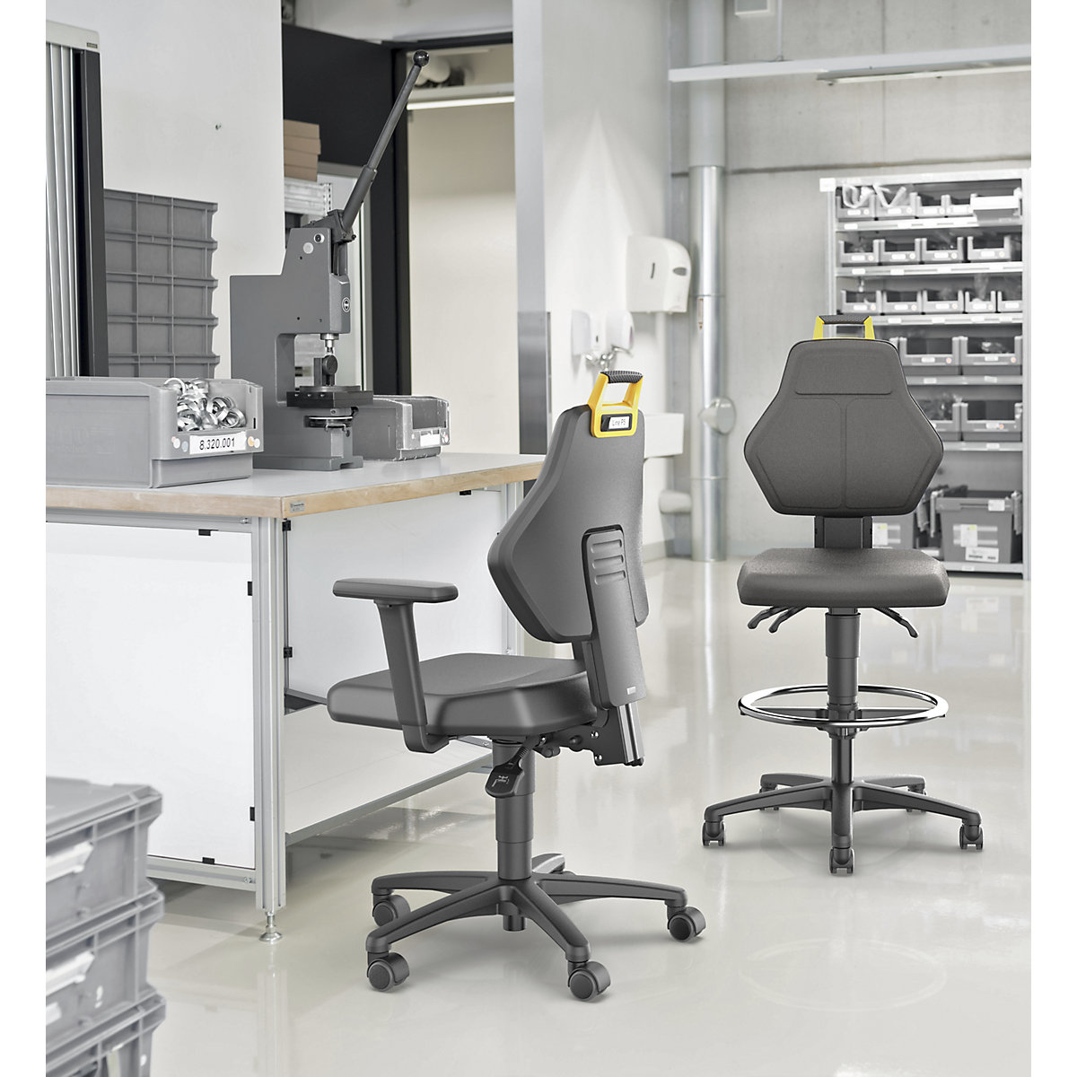 Industrial swivel chair, black – eurokraft pro (Product illustration 12)-11
