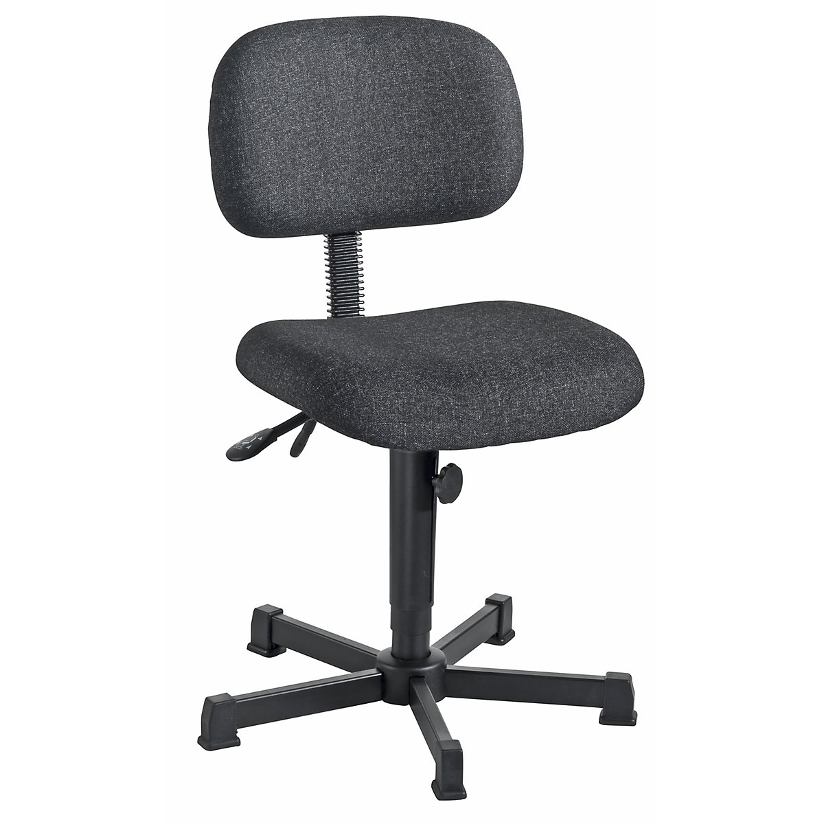 Industrial swivel chair, manual height adjustment – meychair, with floor glides, fabric-3