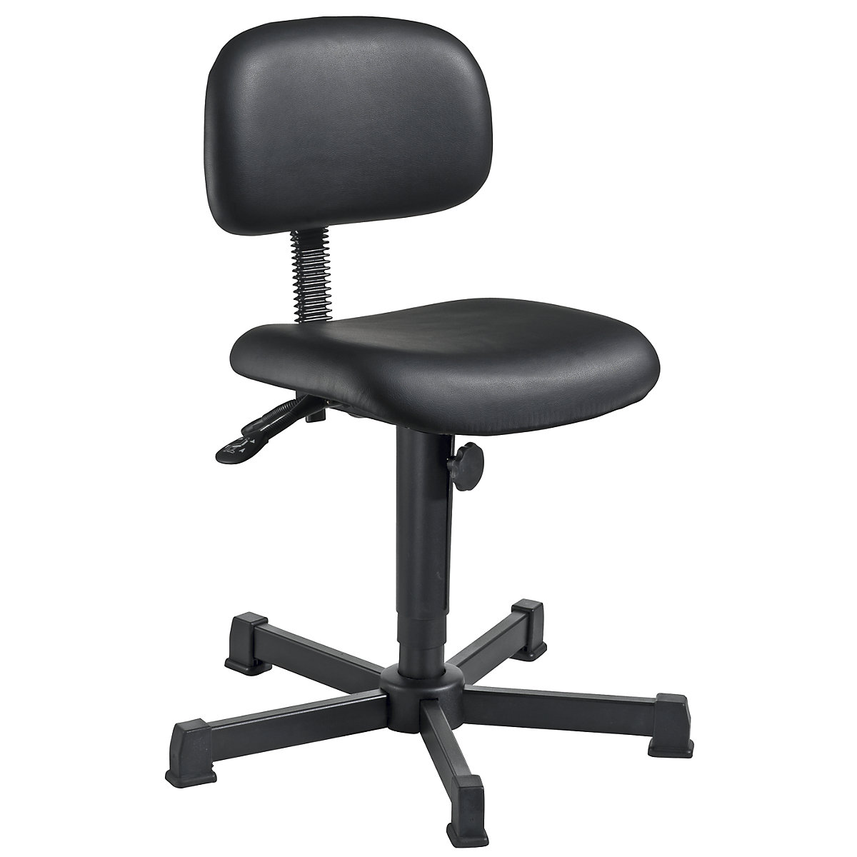 Industrial swivel chair, manual height adjustment – meychair, with floor glides, vinyl-5