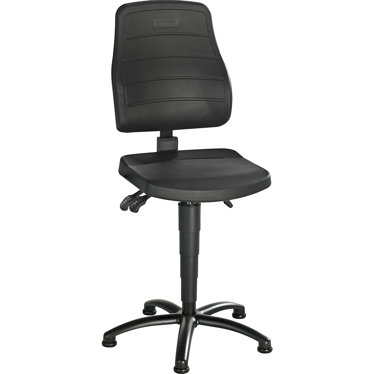 Industrial swivel chair – eurokraft pro, PU foam, with floor glides-4