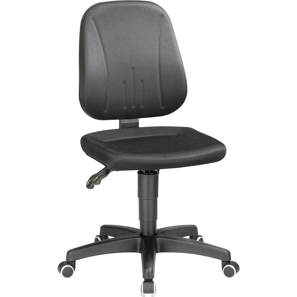 Industrial swivel chair – bimos, with gas lift height adjustment, fabric cover, black, with castors-7