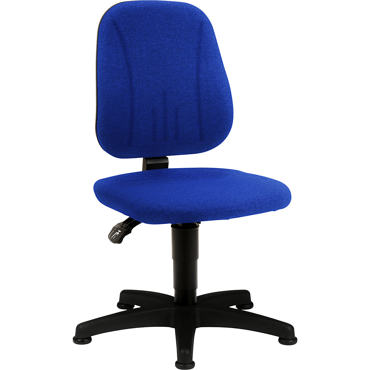 Industrial swivel chair – bimos, with gas lift height adjustment, fabric cover, blue, with floor glides-17