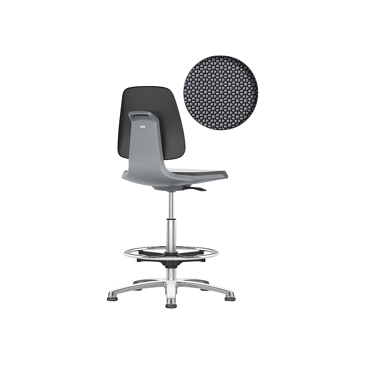 LABSIT industrial swivel chair – bimos, with floor glides and foot ring, Supertec seat, charcoal-23