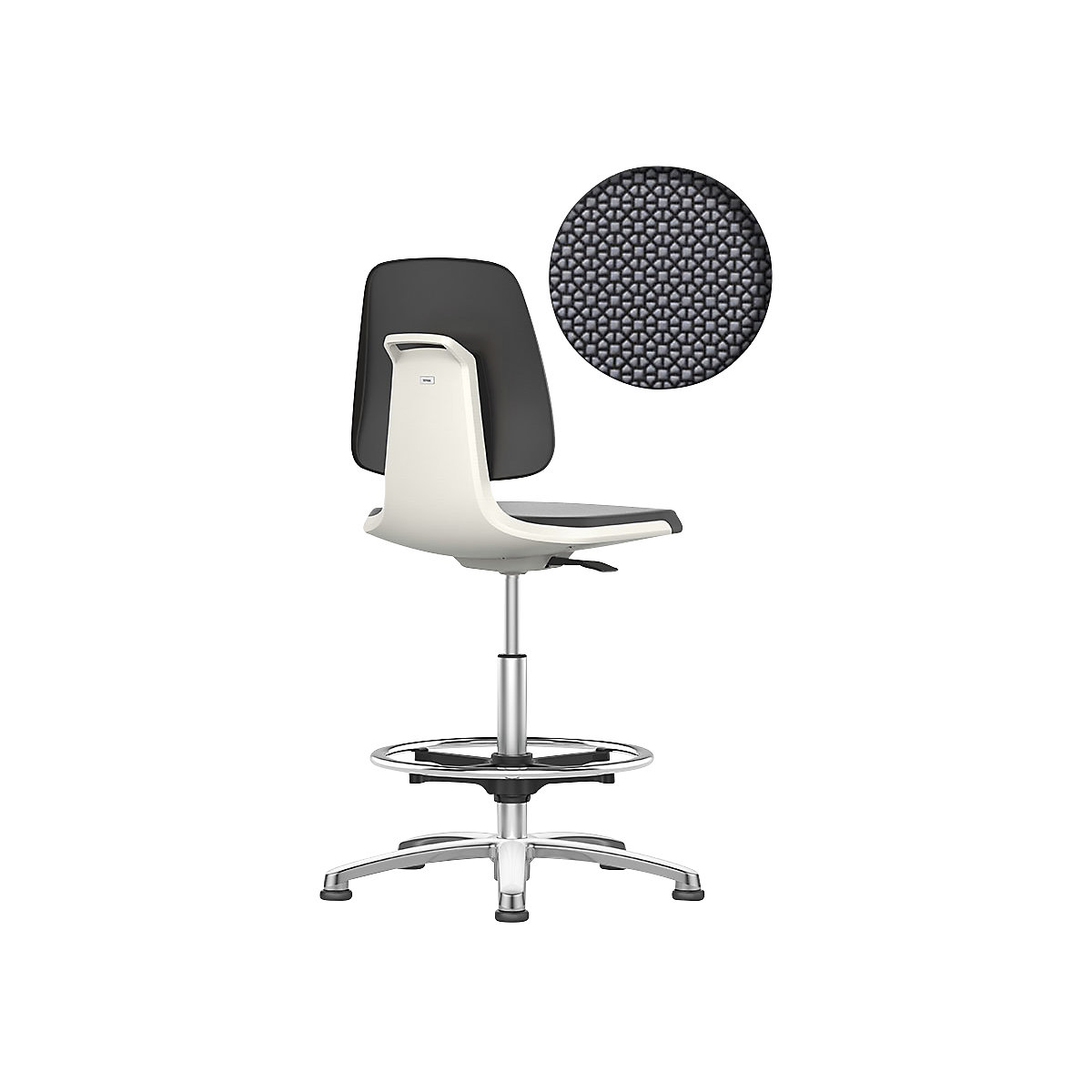 LABSIT industrial swivel chair – bimos, with floor glides and foot ring, Supertec seat, white-30