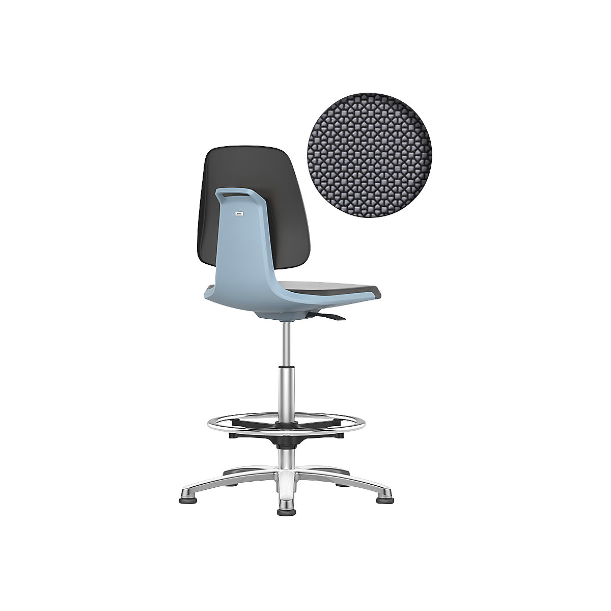 LABSIT industrial swivel chair – bimos, with floor glides and foot ring, Supertec seat, blue-26