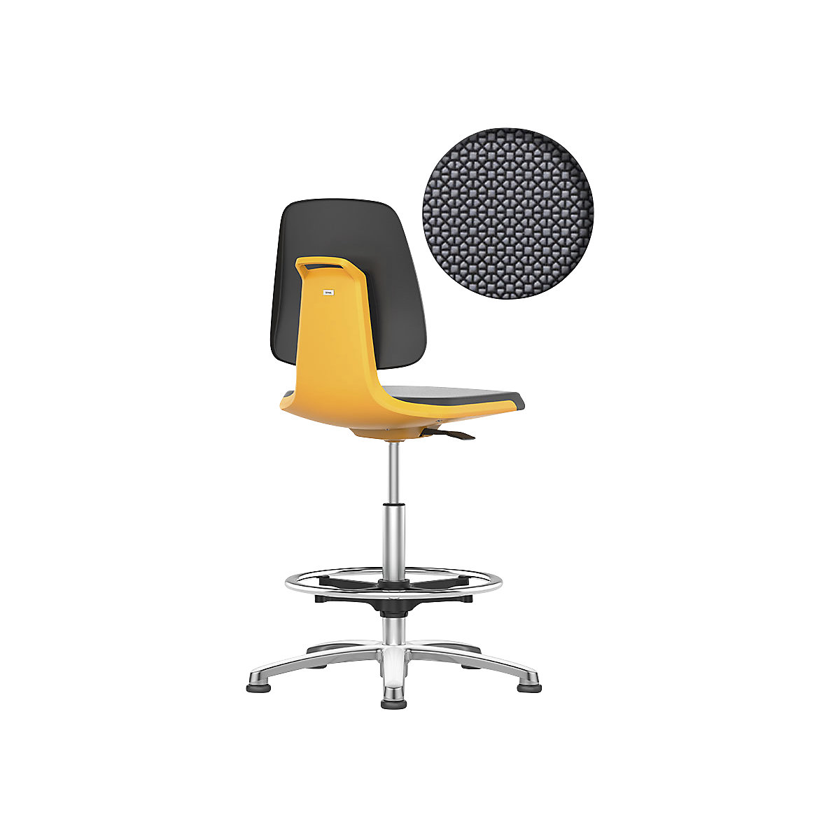 LABSIT industrial swivel chair – bimos, with floor glides and foot ring, Supertec seat, orange-12