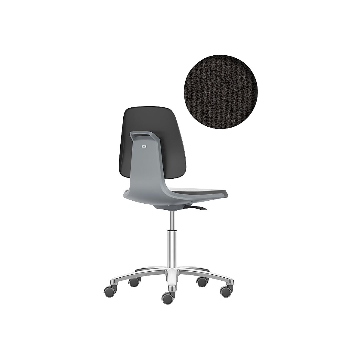 LABSIT industrial swivel chair – bimos, five-star base with castors, fabric upholstered seat, charcoal-29