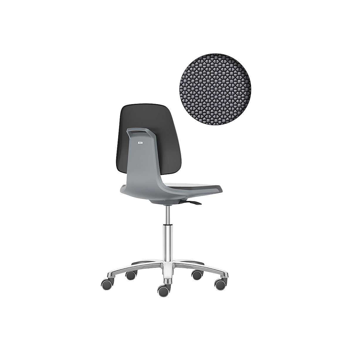 LABSIT industrial swivel chair – bimos, five-star base with castors, Supertec seat, charcoal-30