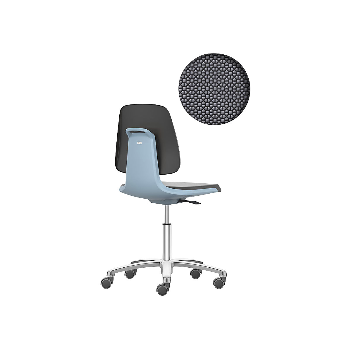 LABSIT industrial swivel chair – bimos, five-star base with castors, Supertec seat, blue-19