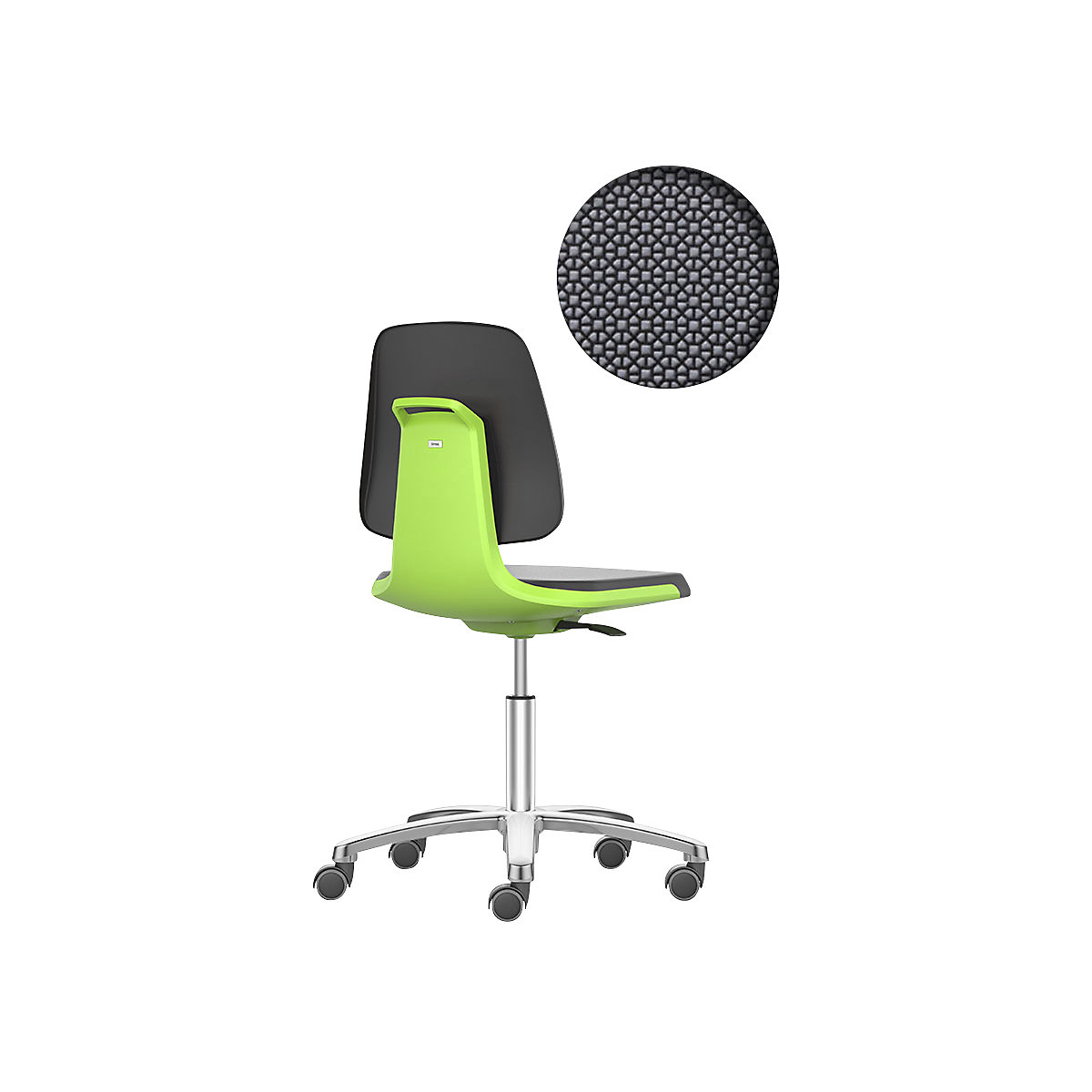LABSIT industrial swivel chair – bimos, five-star base with castors, Supertec seat, green-27
