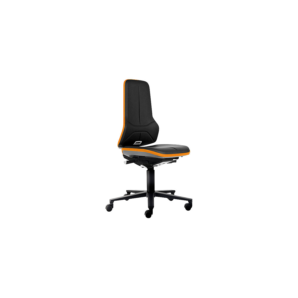 NEON industrial swivel chair, castors – bimos, synchronous mechanism, vinyl, orange bumper-3