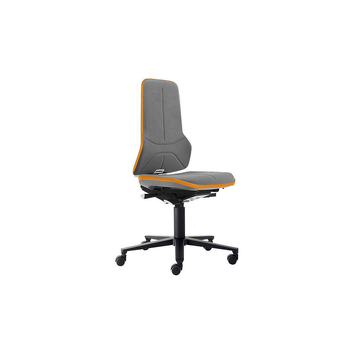 NEON industrial swivel chair, castors – bimos, synchronous mechanism, Supertec, orange bumper-4